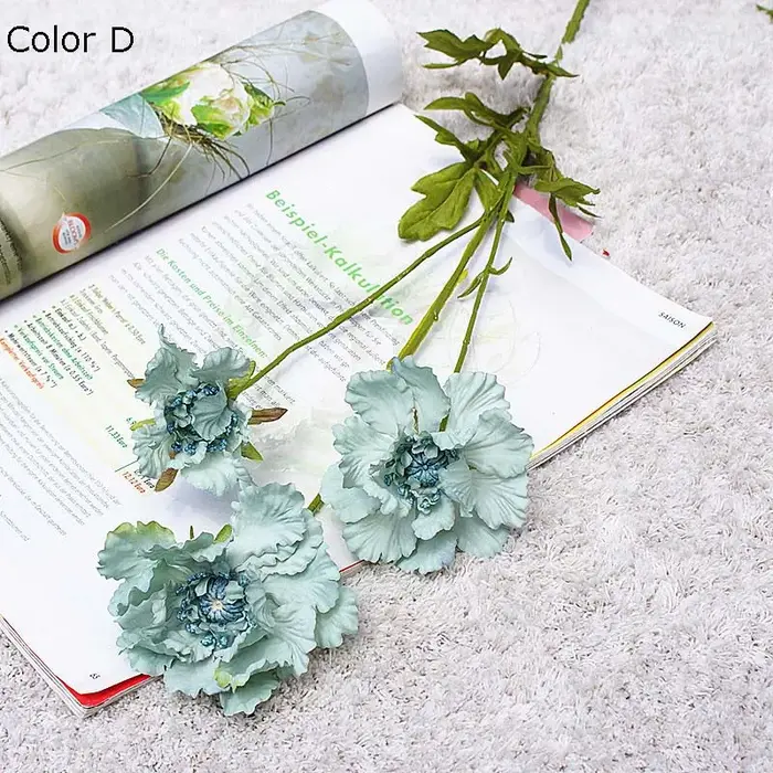 Fleurs artificielles 3 têtes pinacle pour décoration de jardin maison
