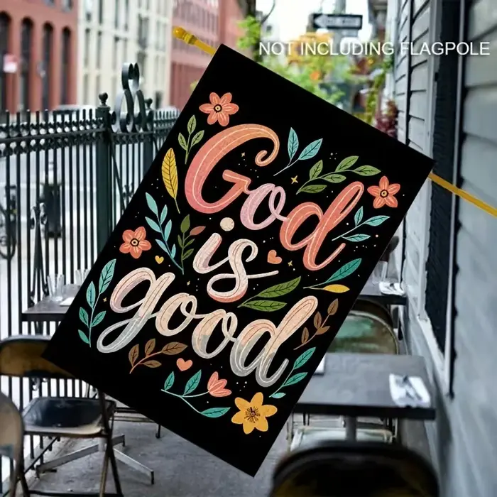 VIKAMA Paroles divines « Dieu est bon » Drapeau de jardin coloré jardin cour arrière-cour chrétien étaler une belle testimonie
