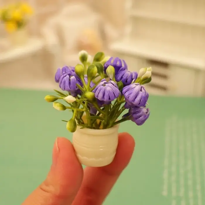 Lot de 3 mini-vases de simulation pour maison de poupée 1:12