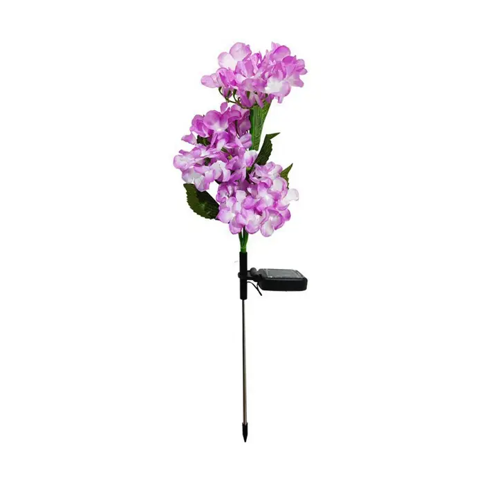 3 têtes d'hortensia Rose fleur lumière LED solaire lampes de pelouse de jardin extérieur pour jardin