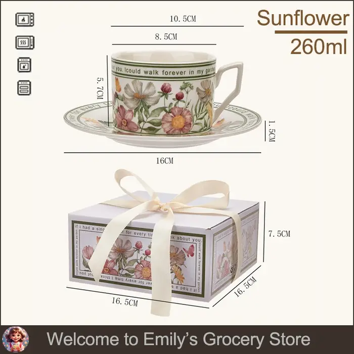 Ensemble de tasses à thé et soucoupes Vintage français de 260ml, tasse en céramique florale de luxe 