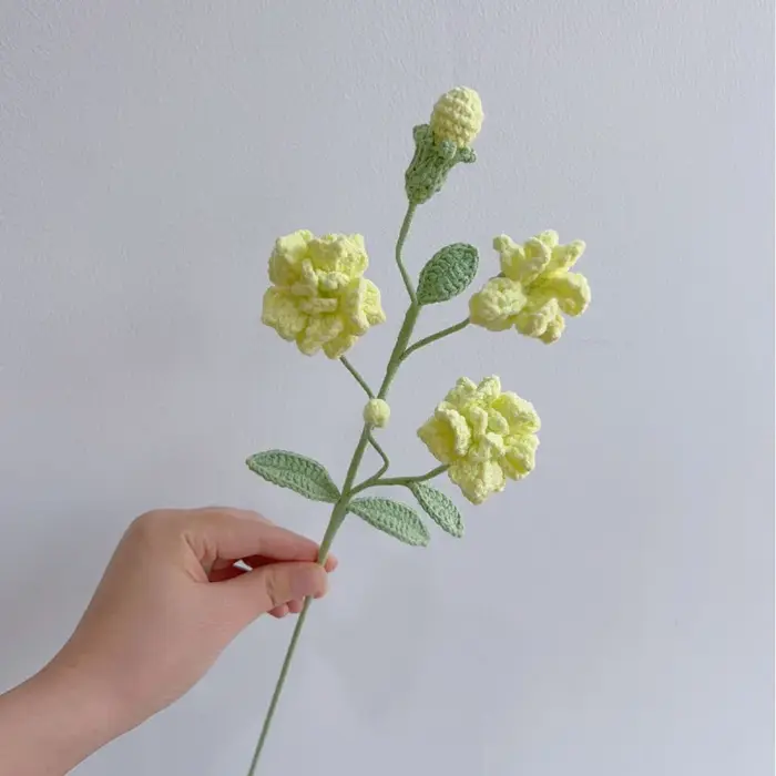 Bouquet de fleurs de jasmin au crochet en laine Pure tissée à la main