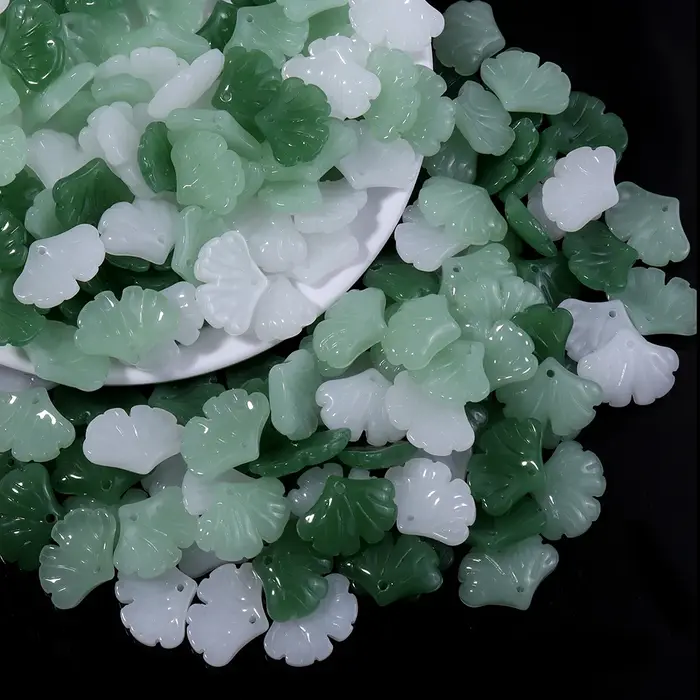30 pcs/lot feuilles de verre pendentif perles couleur verte petites
