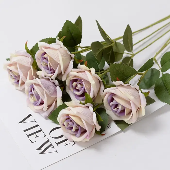 10PCS Fleurs Artificielles Rose Bouquet Vase Décoration de La Maison Accessoires Bricolage Photo