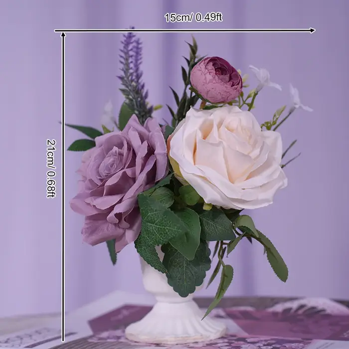 Bouquet de fleurs série violette H865304, Vase de Table décoratif, accessoires d'arrangement Floral 