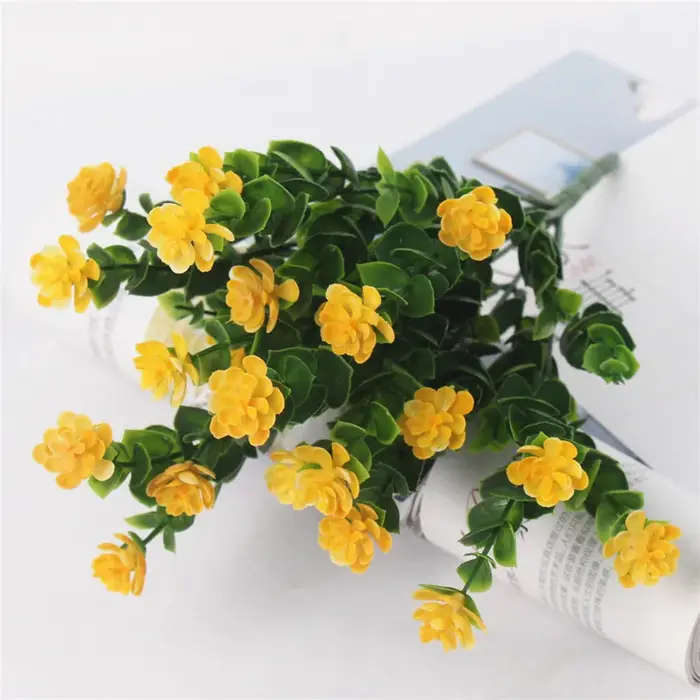 Fleur en plastique de Lotus avec des feuilles d'eucalyptus, bouquet floral de roses, décoration de l