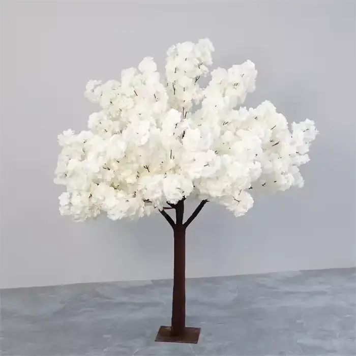Arbres à fleurs artificielles en soie de couleur blanche