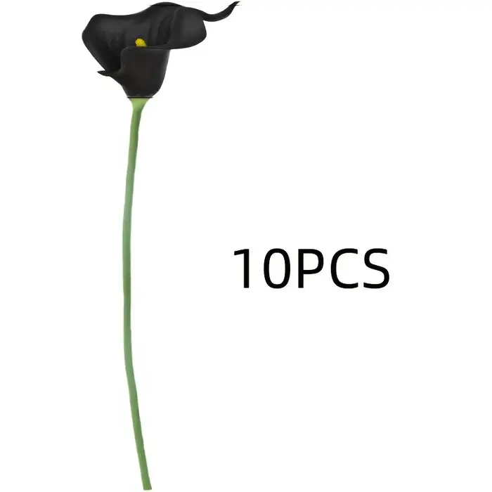 Bouquet de 10 tiges de Zantedeschia artificielles en noir minuit, style gothique sombre, faux lys ca