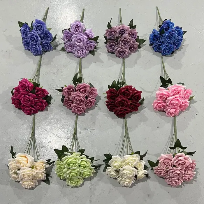 Fleurs artificielles en soie à 7 têtes