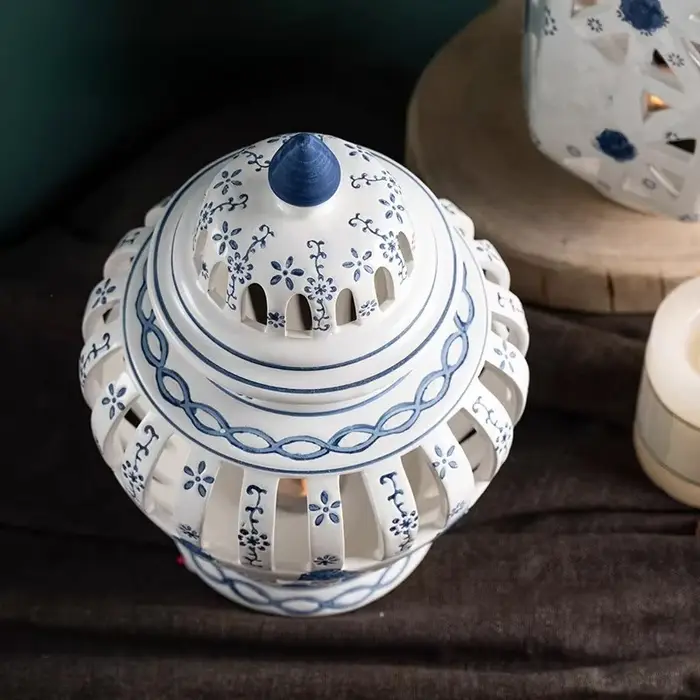 1 pièce Pot décoratif en céramique ajourée de style européen