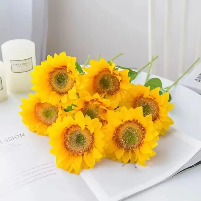 Fleur artificielle Tournesols Maison Jardin Table Décoration Étamine De Mariage Bouque Festival Faux Gerbera Salon Chambre Scène