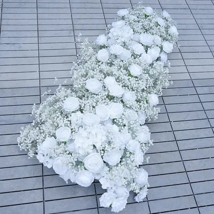 Souffle de bébé Rose fleur rangée décor mariage toile de fond KT conseil cadre Banquet événement scène Arrangement Floral fenêtre affichage H8716