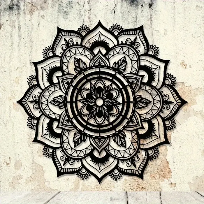 Décoration murale en métal Mandala Bohème Fleur de Lotus Zen pour la maison