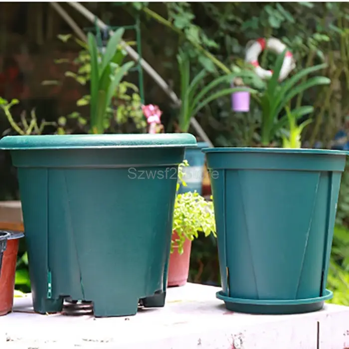 Plateaux de pots de fleurs en plastique vert