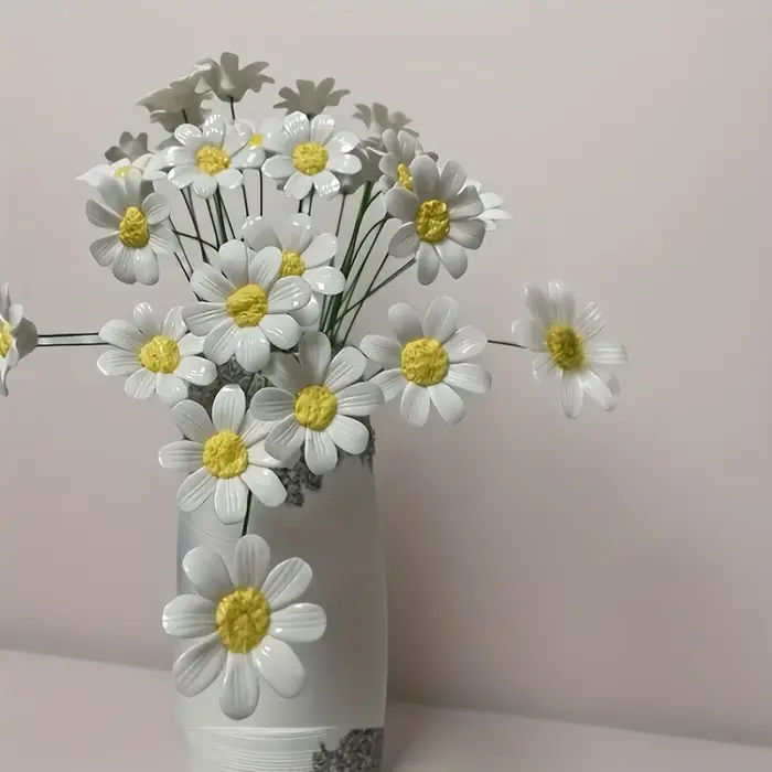 5 fleurs en céramique, marguerites artificielles
