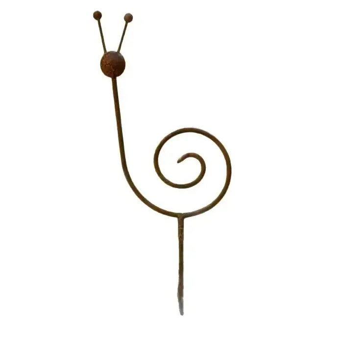 Support de plante en métal rustique en forme d'escargot, piquet minimaliste antirouille, ornement de