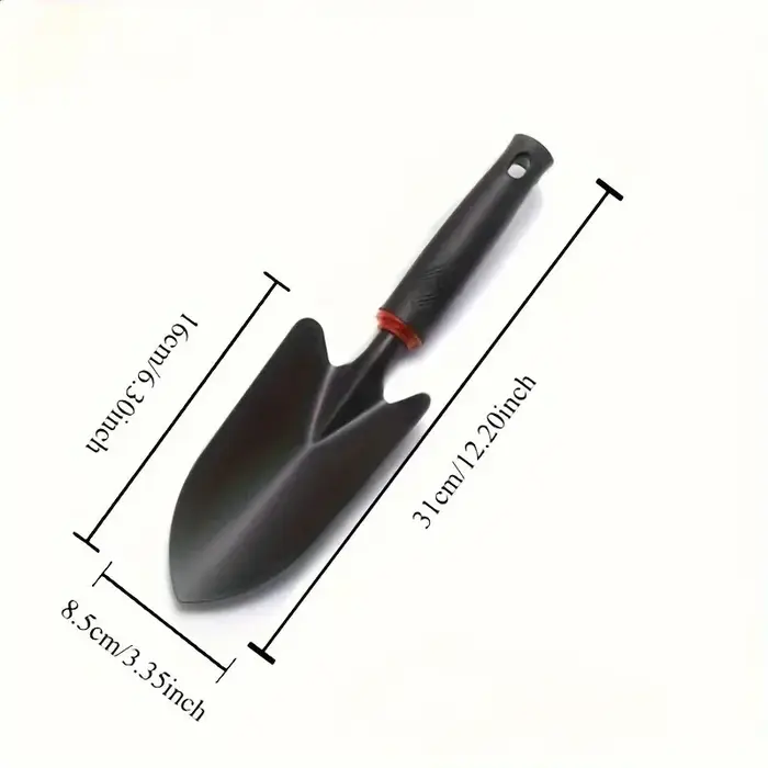 Truelle de jardin en métal avec poignée noire ergonomique et bordure orange – Outil parfait pour la 