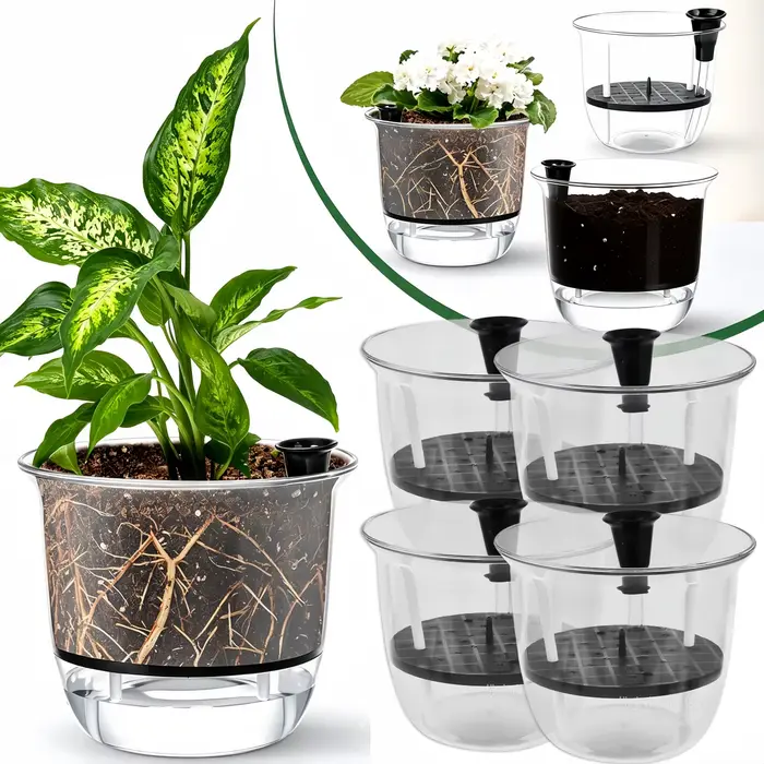 Lot de 2 pots auto-arrosants