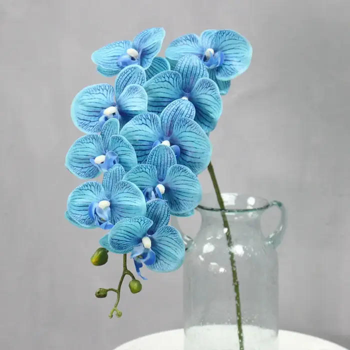 9 têtes d'orchidées Phalaenopsis artificielles en latex PU à toucher réel, pour décoration intérieur