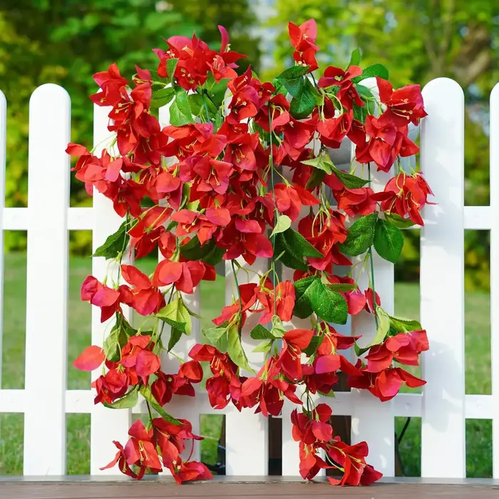 2 pièces de fleurs artificielles en soie de bougainvillier suspendues