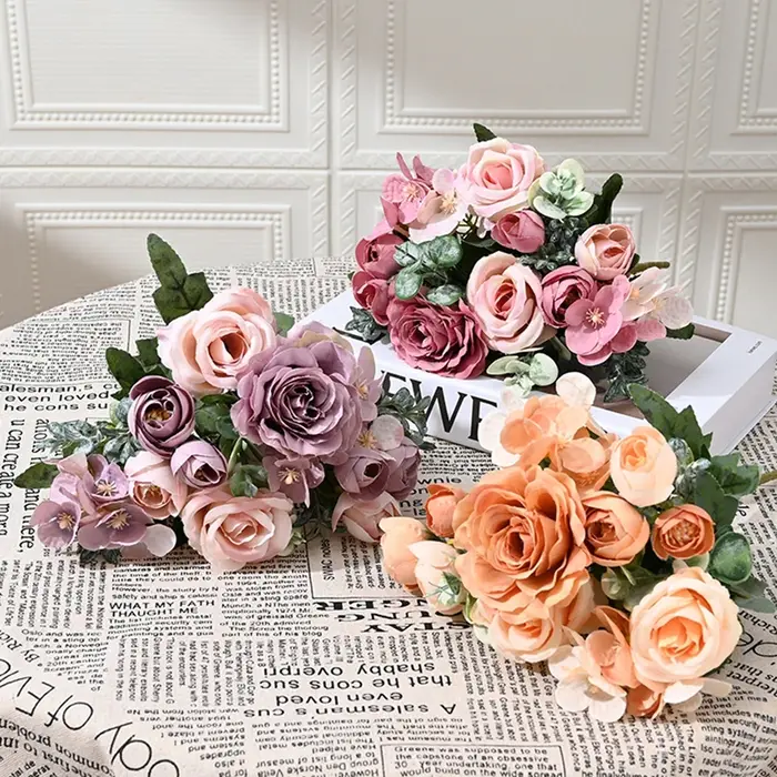 Fleurs artificielles de Haute Qualité Soie Rose Festival Maison Chambre Brial Accessoire De Mariage Couronne En Plein Air Cour Arche Décoration Cadeau