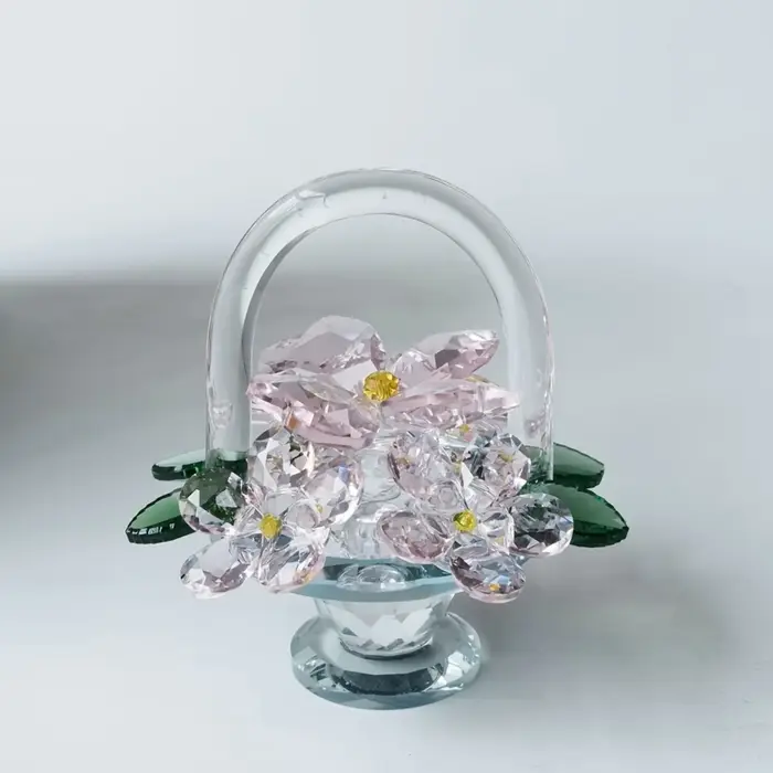 Ornement de panier à fleurs en cristal - Décoration élégante pour la maison