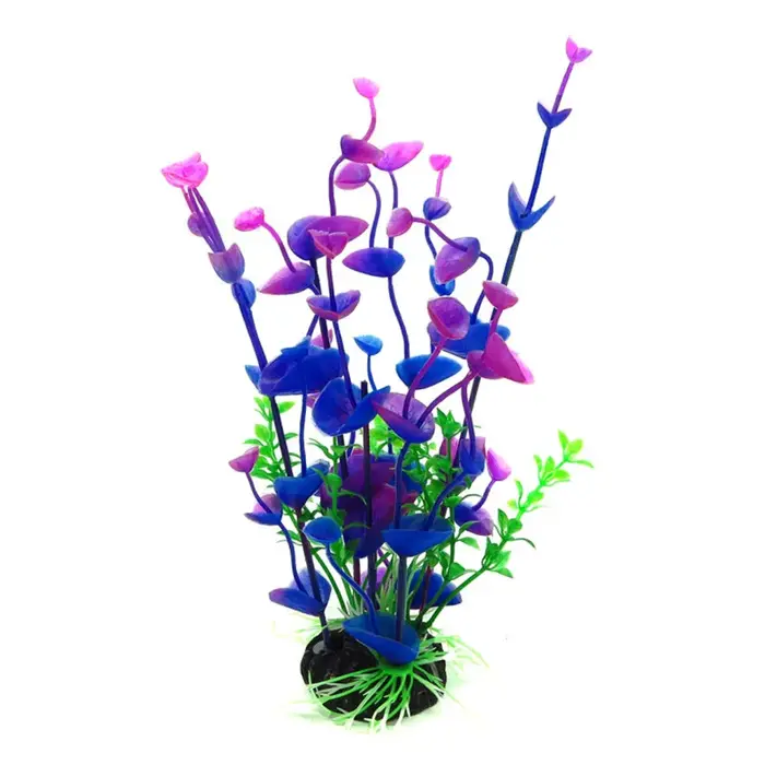 Fausse plante artificielle en plastique, fleur violette, plante d'aquarium artificielle, accessoires précieux de poisson, ornement de décoration, plante sous-marine