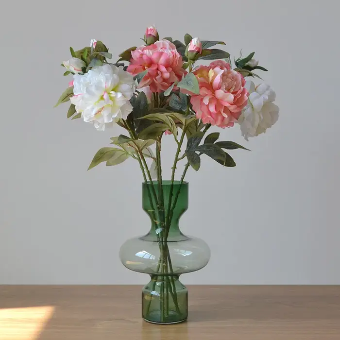 Grande branche de fleur artificielle de pivoine en soie