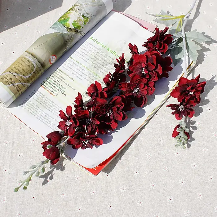 Branche de fleur artificielle Delphinium de 86 cm pour arrangement floral de mariage DIY