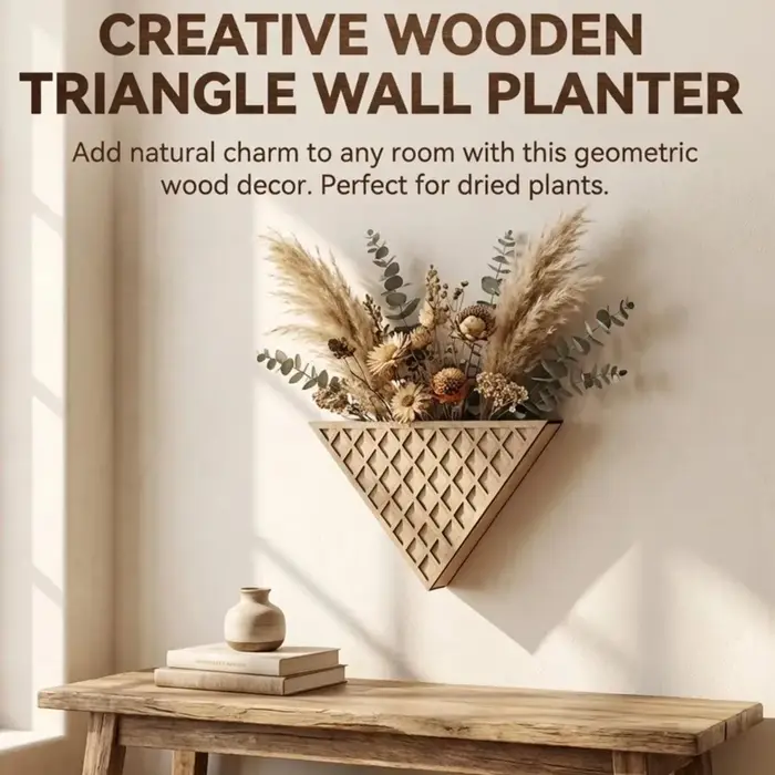Support de plante mural triangulaire en bois moderne