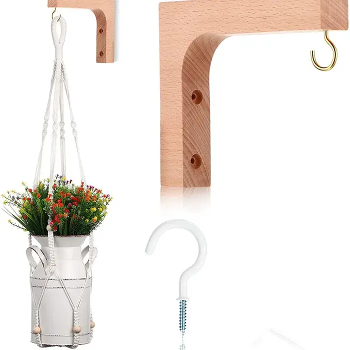 Crochet de plante d'intérieur en bois