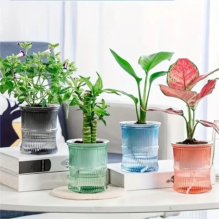 Pot de Fleurs en Plastique Transparent à Double Couche à Absorption d'Eau existent