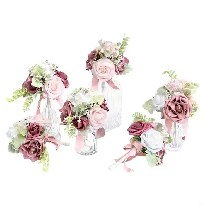Bouquets fleurs artificielles 6 pièces, pour mariée demoiselles d'honneur, décoration mariage 55KF