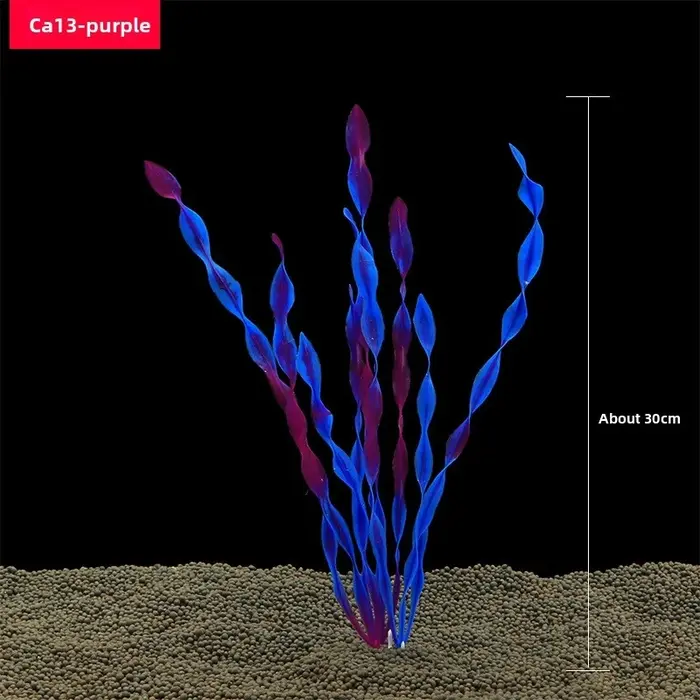 Plantes artificielles hautes pour aquarium – Grandes herbes aquatiques vertes en plastique avec base en céramique, ensemble de décoration aquascaping pour aquarium