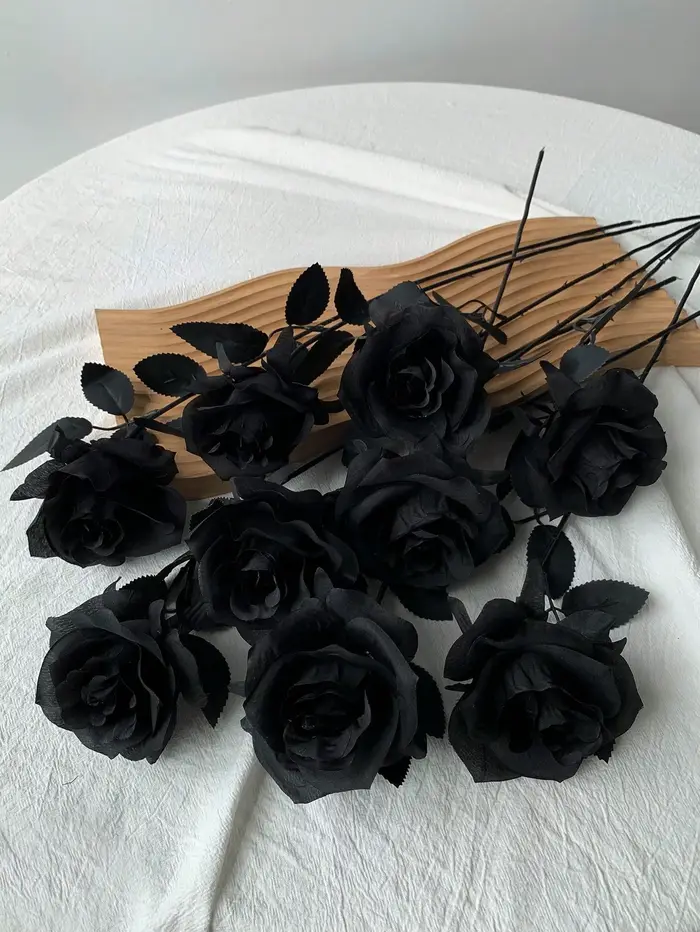 Uflower 48cm Rose en soie noire pure à longue tige