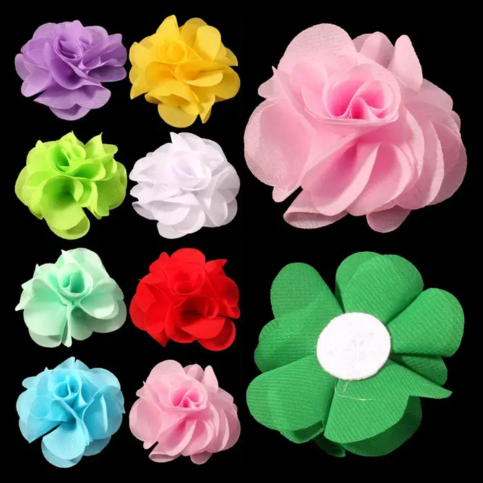 Lot de 10 fleurs en mousseline de soie pour nouveau-né