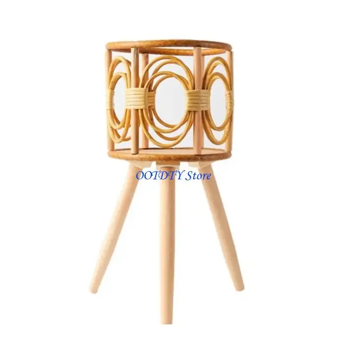 Support pour plantes d'intérieur en rotin 367A, support Pot fleur tissé en paille, tabouret avec pan