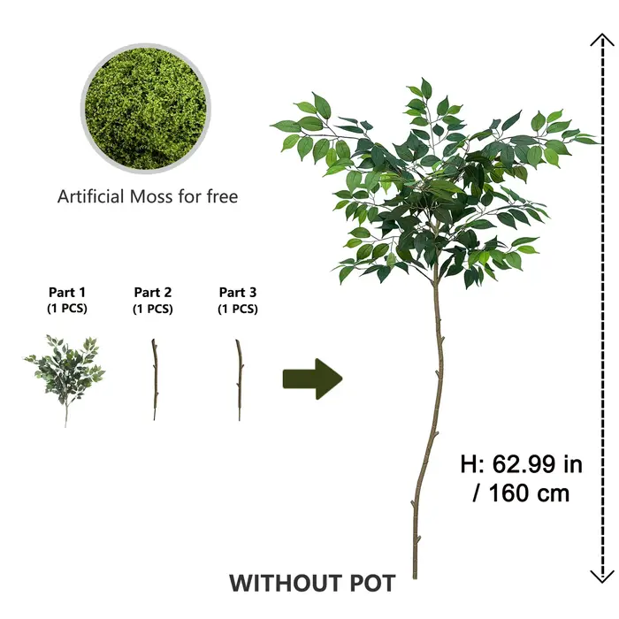 Arbre artificiel Ficus Banyan de 70-190 cm, plante artificielle haute, ornement végétal artificiel pour la maison, le jardin, le magasin, le balcon, le salon, décoration