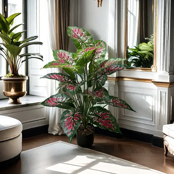 Artificial Alocasia Sarian Plant - Realistic Faux Potted Greenery for Indoor/Outdoor