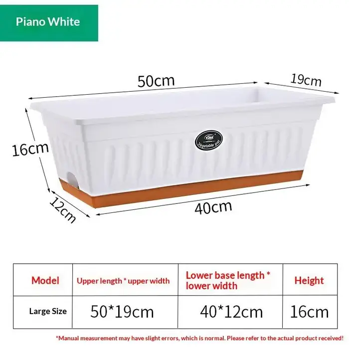 Pot de plantes rectangulaire en plastique pour l'intérieur et l'extérieur