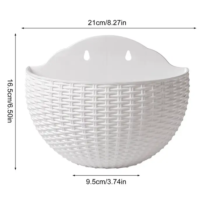 Pot de fleurs semi-circulaire 21x16,5 cm, panier à fleurs mural sans perçage pour jardin extérieur,