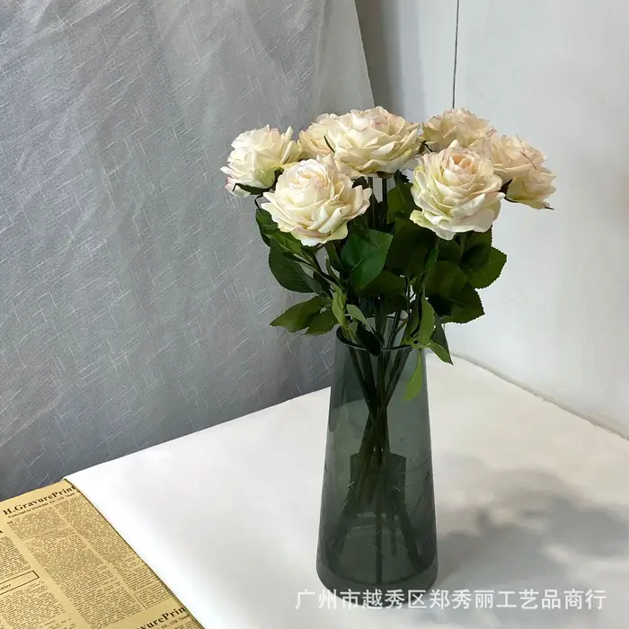 Lot de 5 roses artificielles Alice à tête unique
