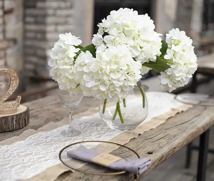 Tiges d'hortensia artificielles pour centres de table de mariage