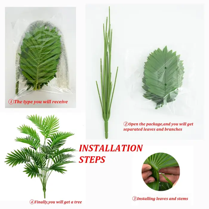 24 feuilles Areca palmier plantes artificielles arbres en Pot plastique vert fausse plante arbre bonsaï pour chambre maison intérieur extérieur décoration