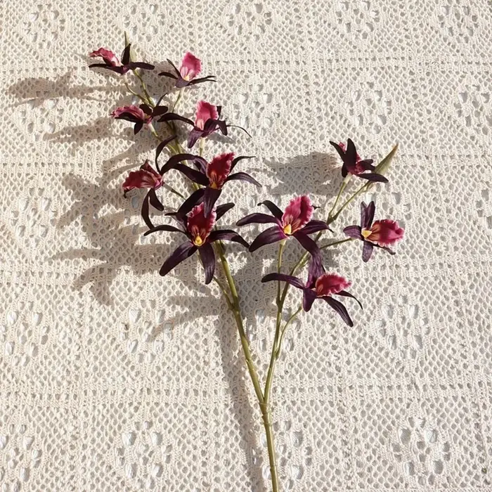 2 Branches d'Orchidées Artificielles Dendrobium Réalistes au Toucher Naturel