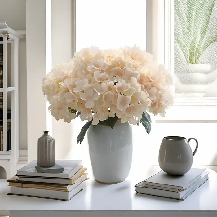 Fleurs artificielles d'hortensia 17 pouces, 5 têtes, décoration fraîche pour la maison, décoration de mariage, Arrangement de Table, fausse affichage Floral, photographie
