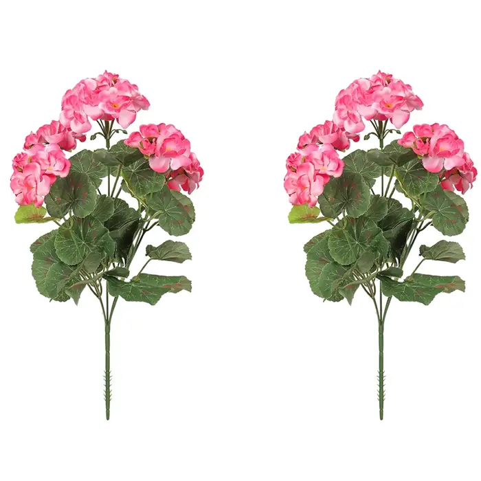 Fleurs artificielles en forme de géranium, fausses fleurs résistantes aux UV, pour jardinière, décor