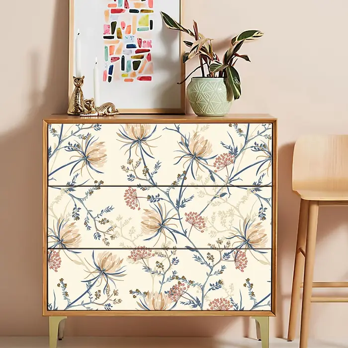 Papier peint auto-adhésif Floral, véritable imperméable, pour la décoration de la maison, papier peint amovible en PVC pour meubles et armoires