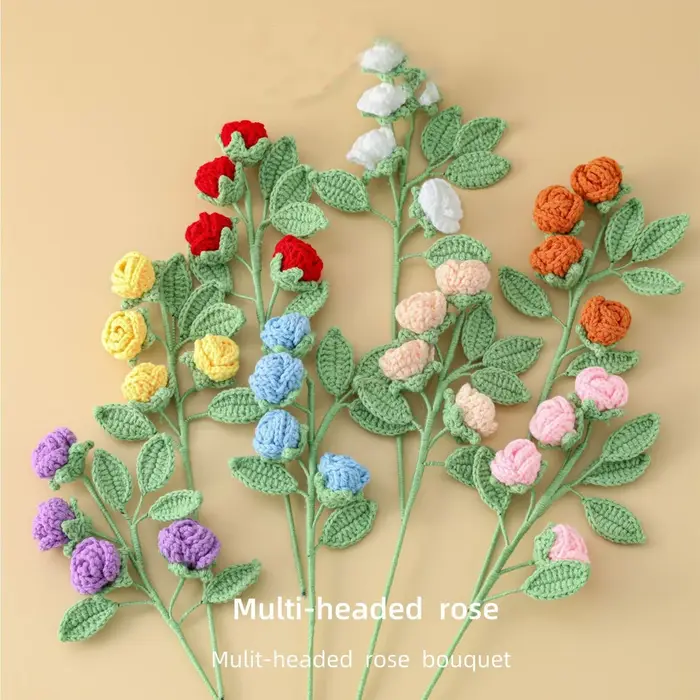 Bouquet de roses tricotées au Crochet