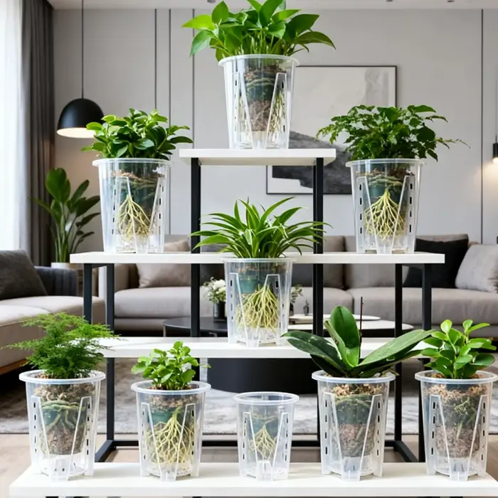 Pots à orchidées en plastique transparents avec trous de ventilation pour la plantation des Phalaenopsis